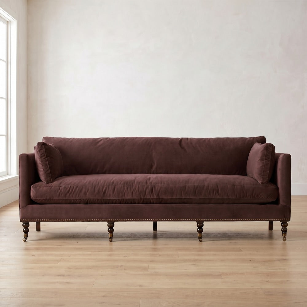 Madeline Sofa in Burgundy Linen