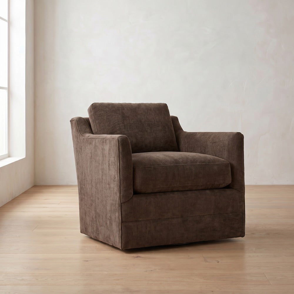 Madeline Swivel Chair in Bark Chenille
