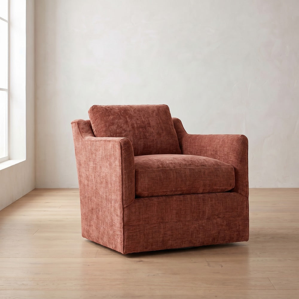 Madeline Swivel Chair in Brick Chenille