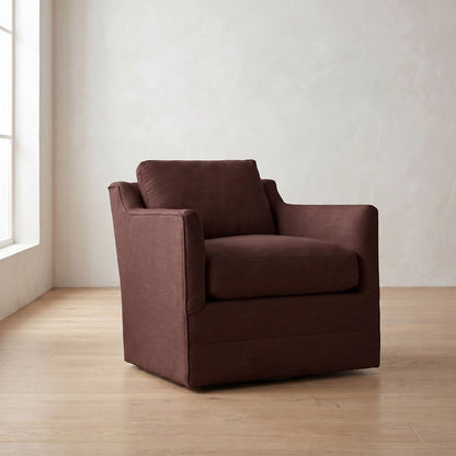 Madeline Swivel Chair in Burgundy Linen