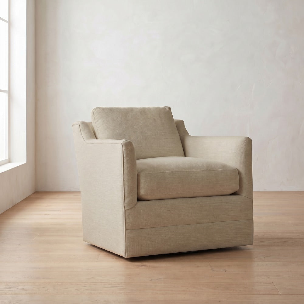 Madeline Swivel Chair in Natural Performance Linen