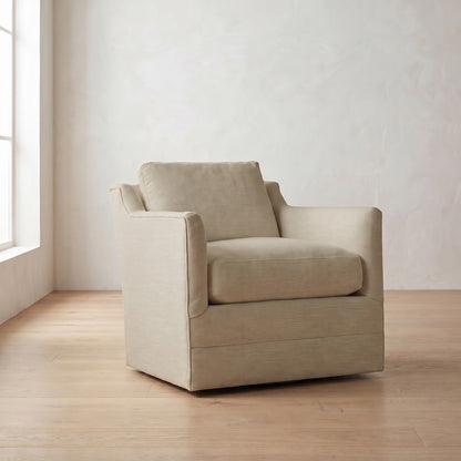Madeline Swivel Chair in Natural Performance Linen