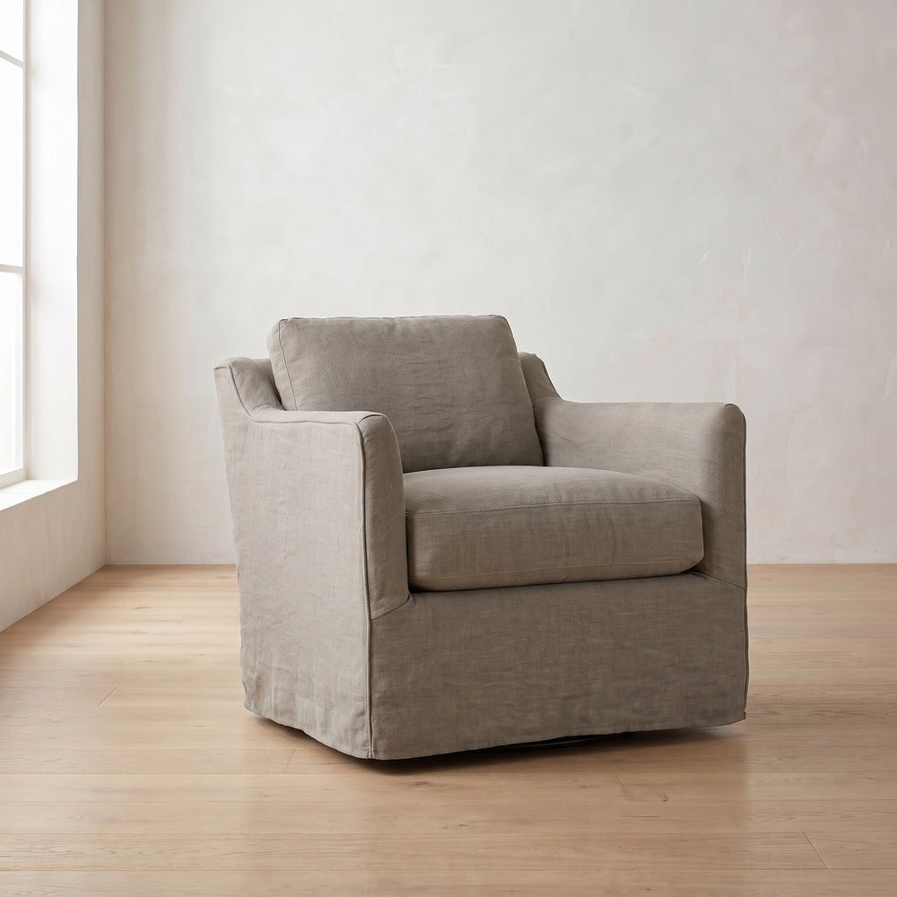 Madeline Swivel Chair in Putty Linen