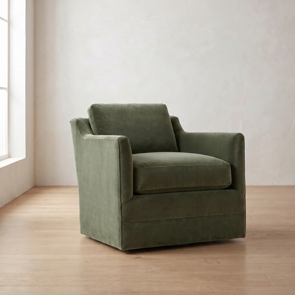 Madeline Swivel Chair in Sage Velvet