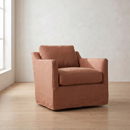 Madeline Swivel Chair in Terracotta Linen