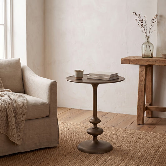 Marlow Matchstick Pedestal Table, styled at home
