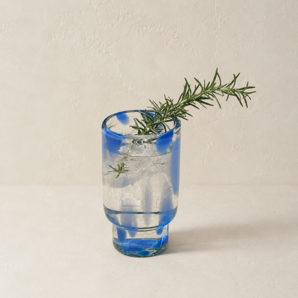 Meso Blue Dappled Tall Glass