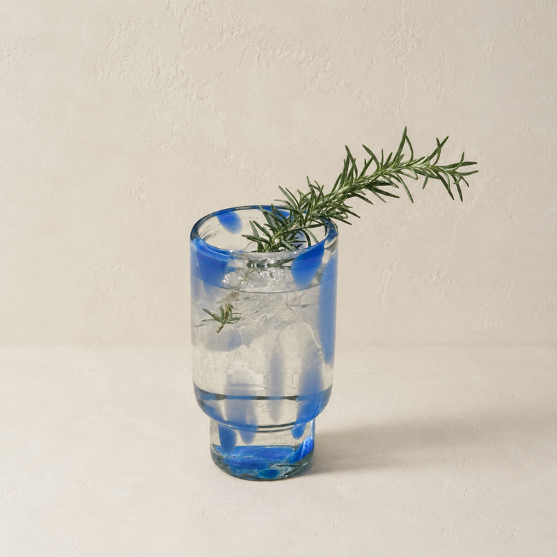 Meso Blue Dappled Tall Glass