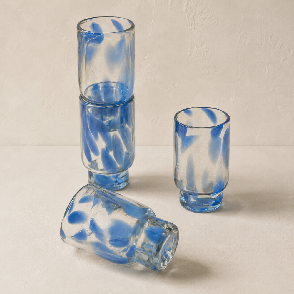 Meso Blue Dappled Tall Glass