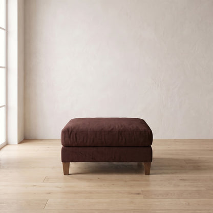 Moreau Ottoman in Burgundy Linen