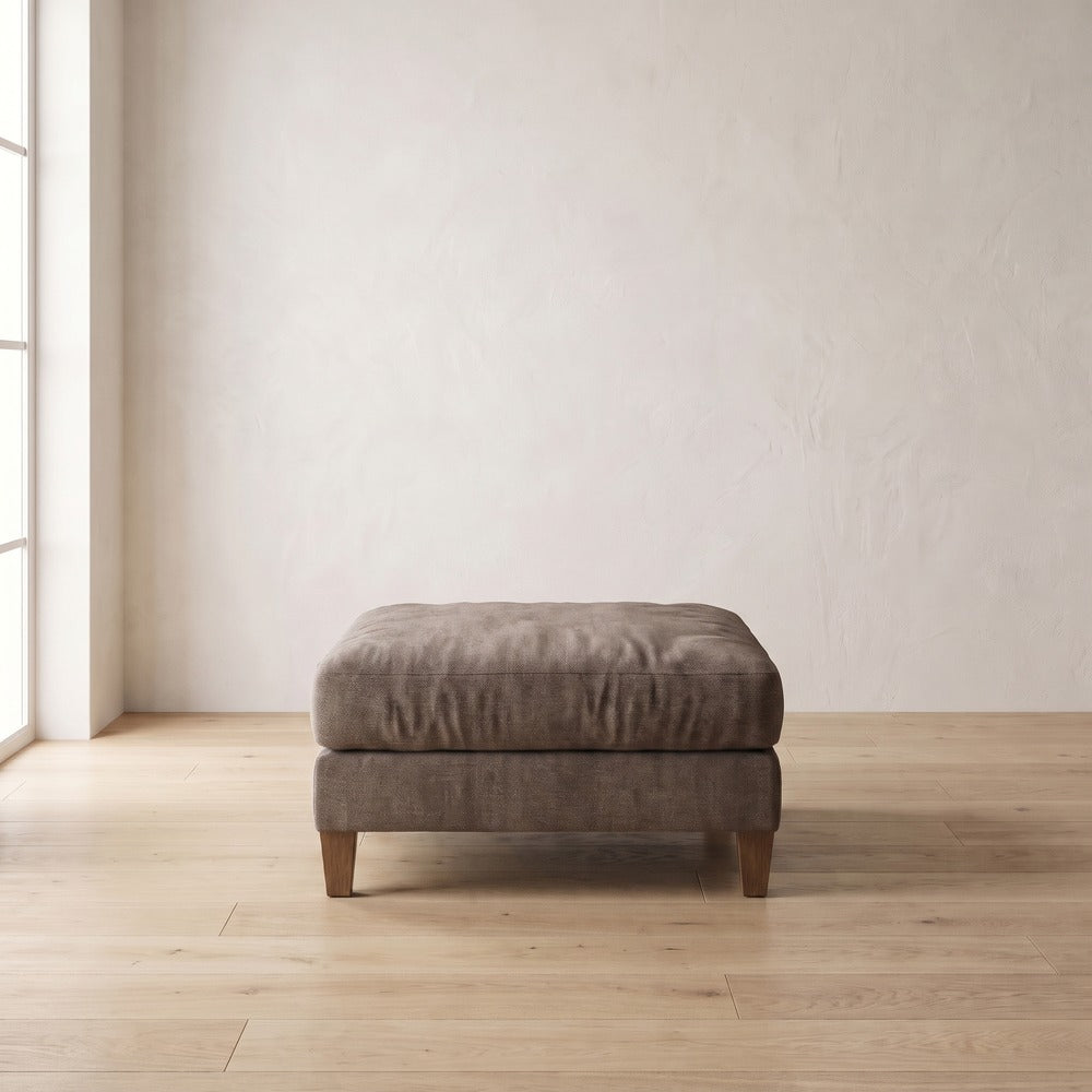 Moreau Ottoman in Charcoal Brown Performance Chenille