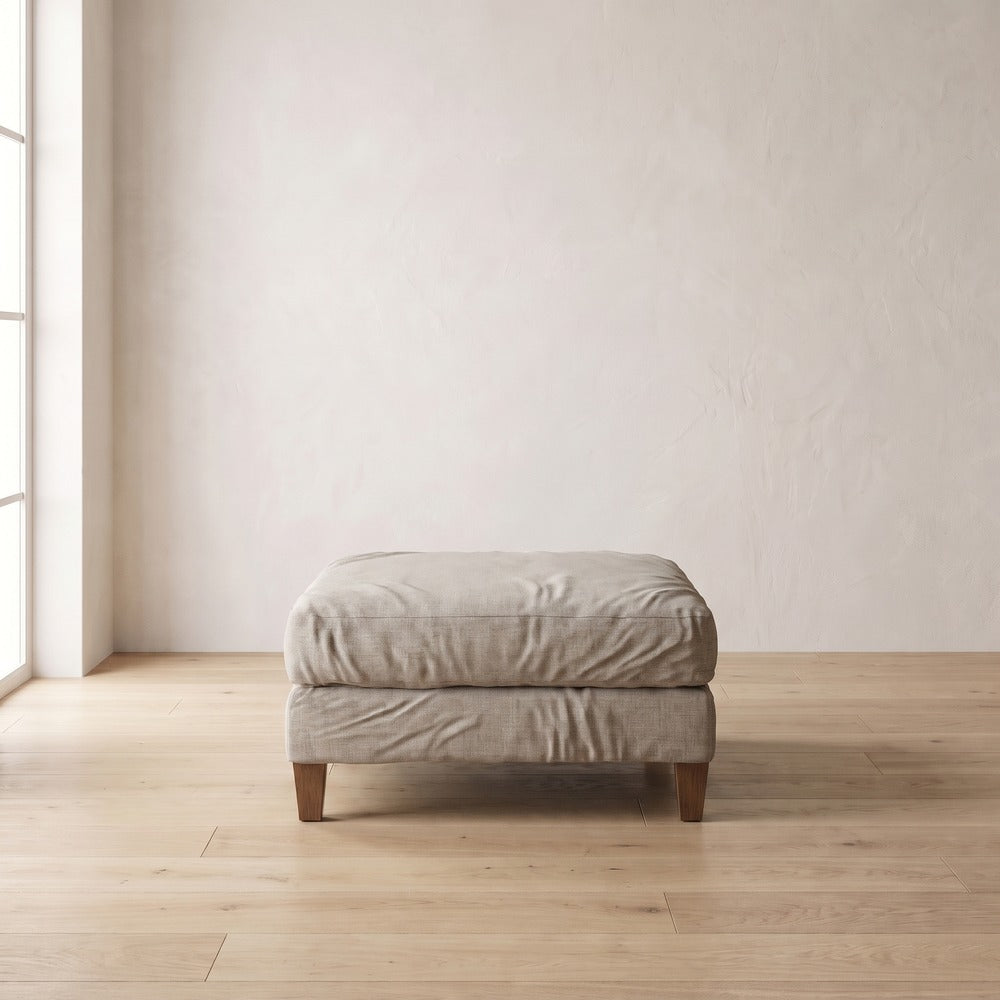 Moreau Ottoman in Natural Linen