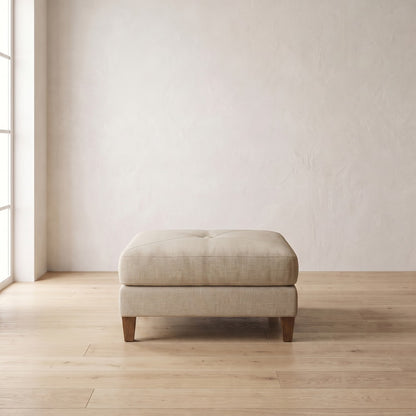 Moreau Ottoman in Natural Performance Linen