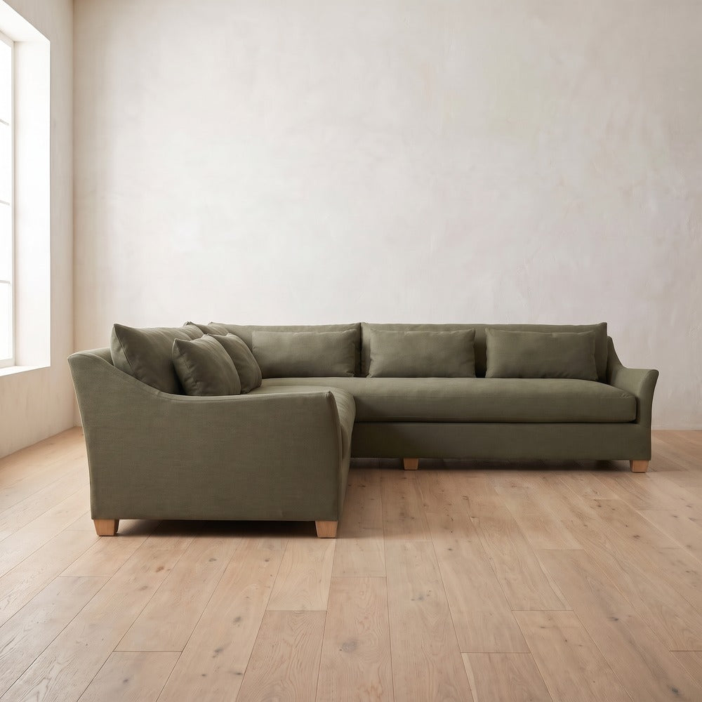 Moreau Sectional (L corner shown), styled at home