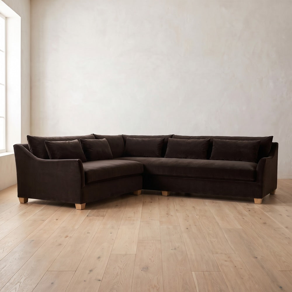 Moreau Sectional (L corner shown) in Bark Velvet