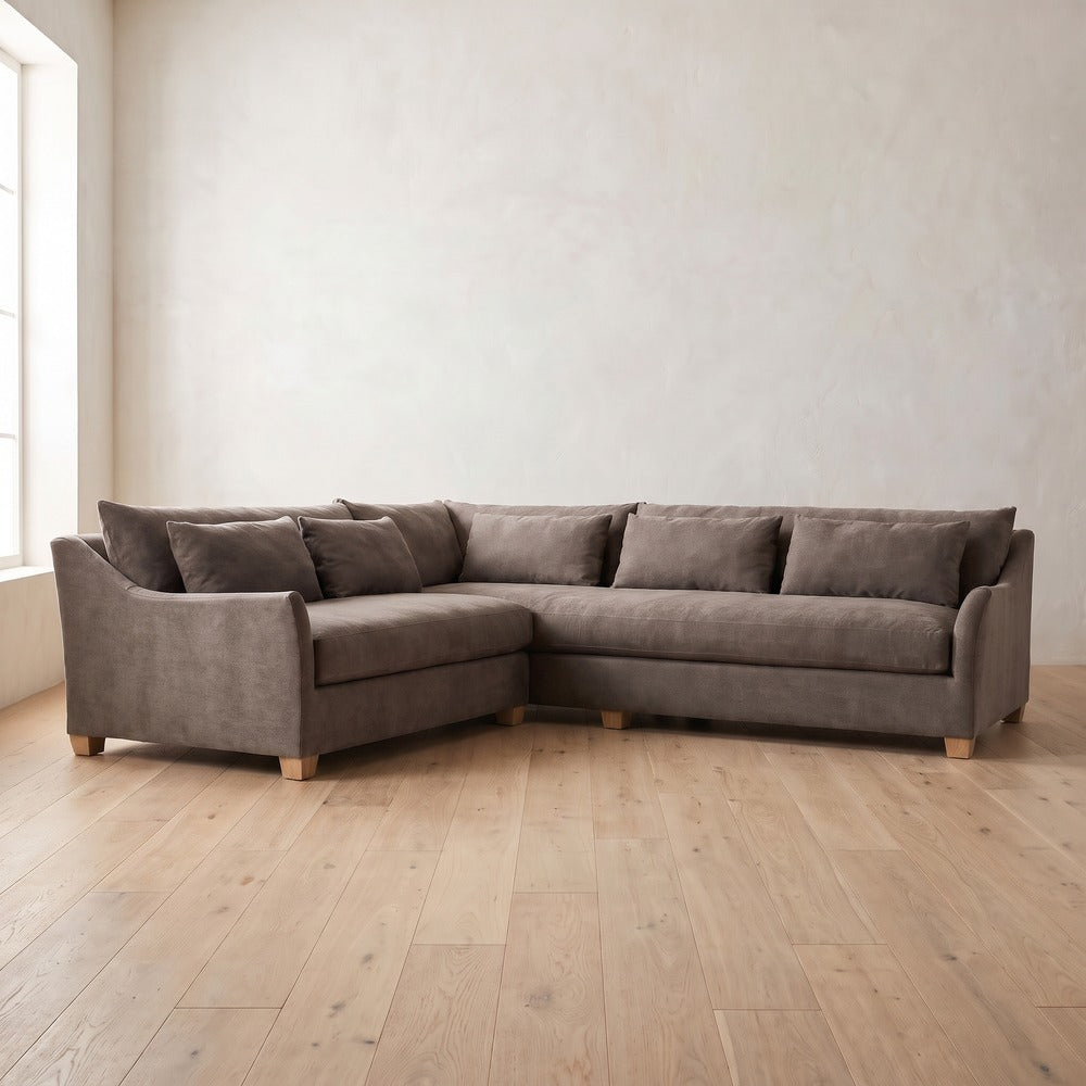 Moreau Sectional (L corner shown) in Charcoal Brown Performance Chenille