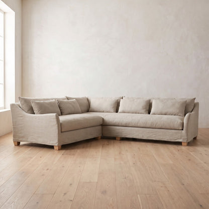 Moreau Sectional (L corner shown) in Natural Linen