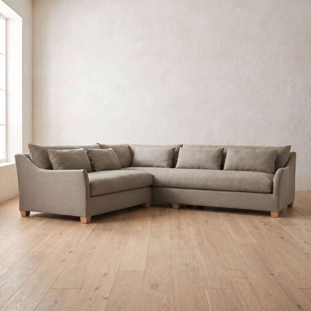 Moreau Sectional (L corner shown) in Putty Linen