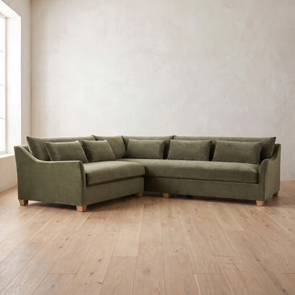 Moreau Sectional (L corner shown) in Sage Velvet