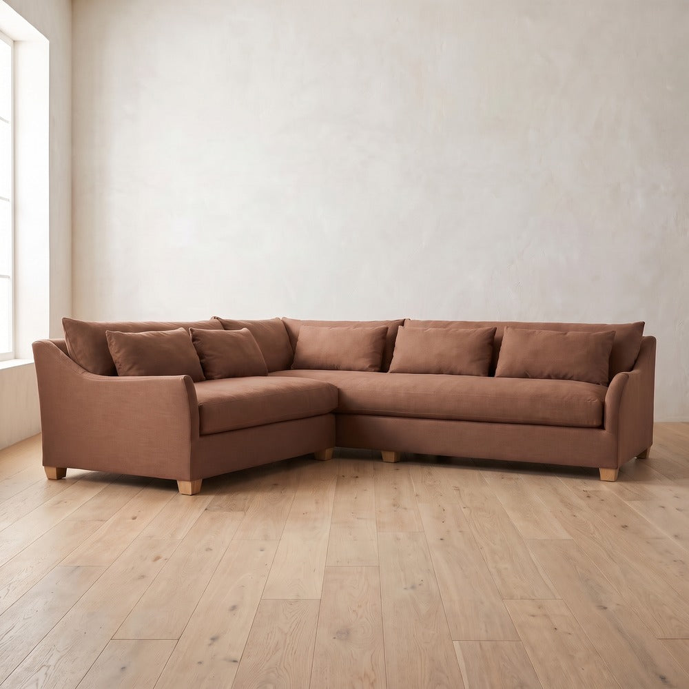 Moreau Sectional (L corner shown) in Terracotta Linen