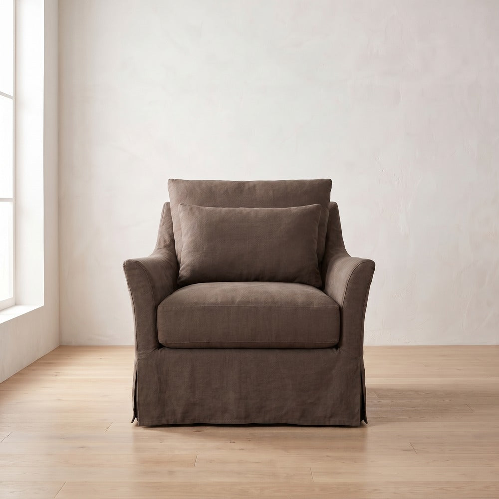 Moreau Slipcover Chair in Bark Linen