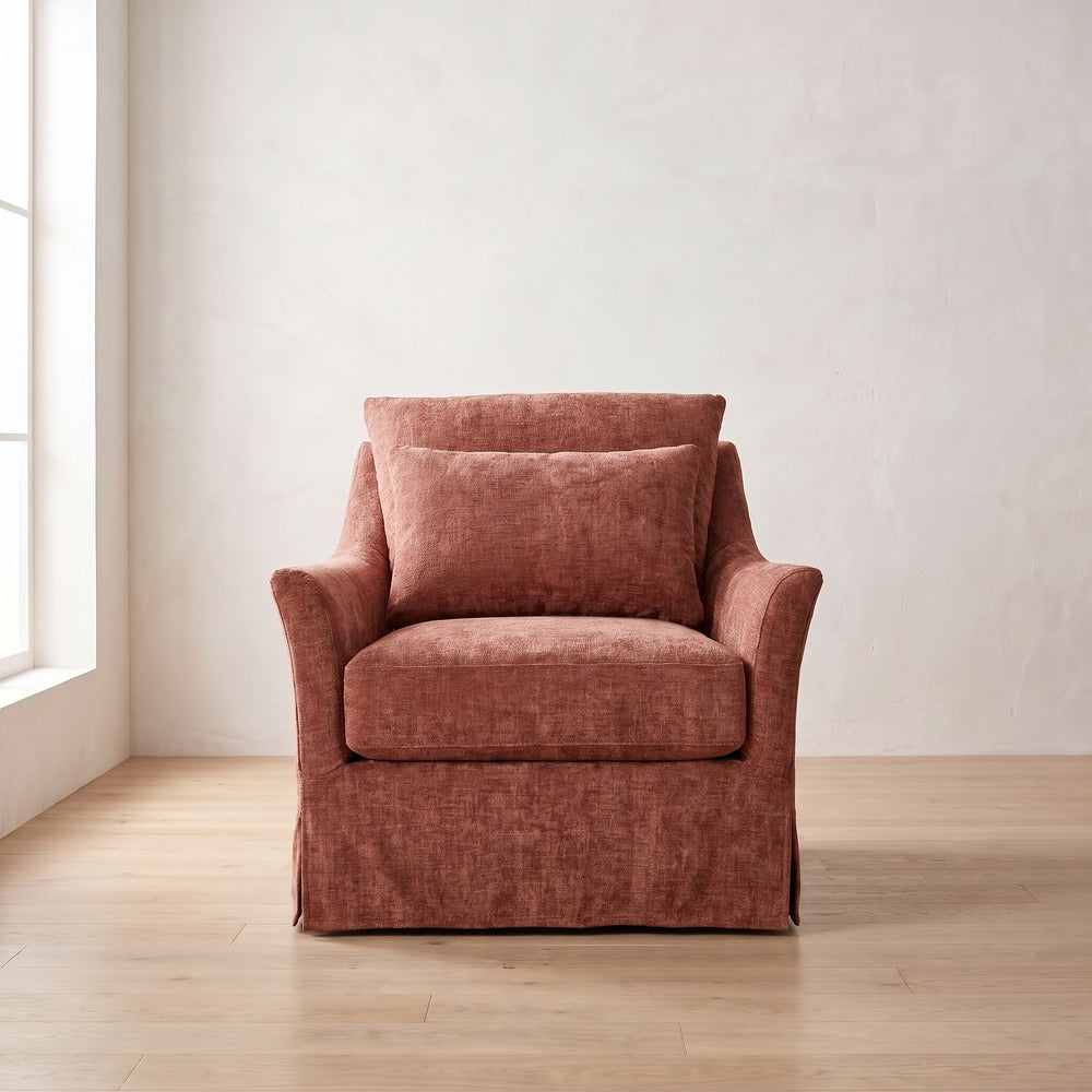 Moreau Slipcover Chair in Brick Chenille