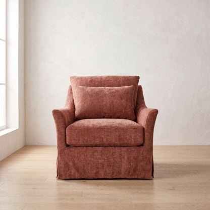 Moreau Slipcover Chair in Brick Chenille
