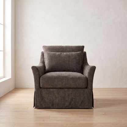 Moreau Slipcover Chair in Charcoal Brown Performance Chenille
