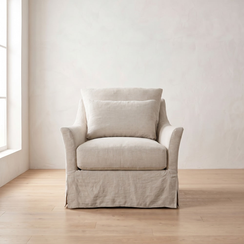 Moreau Slipcover Chair in Natural Linen