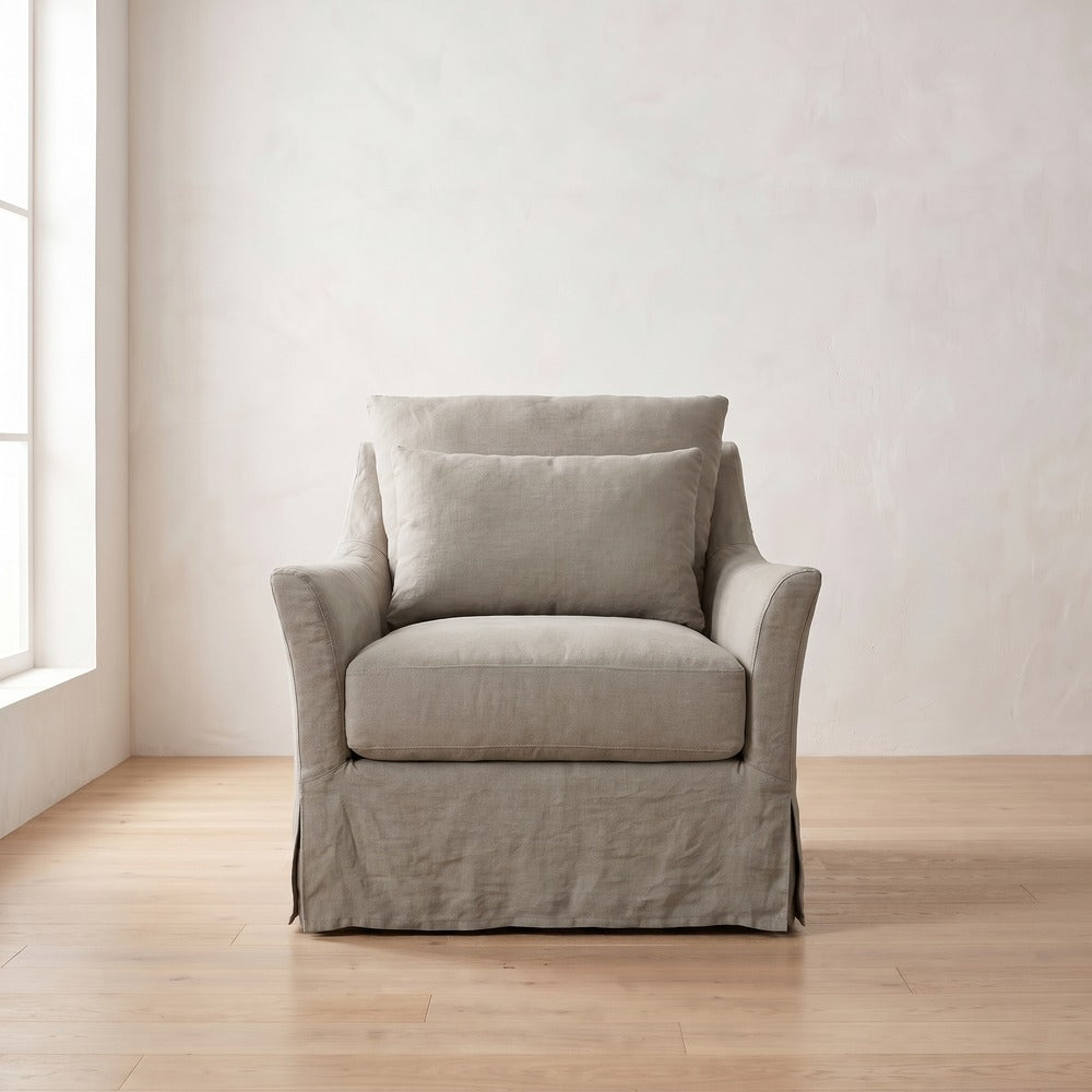 Moreau Slipcover Chair in Putty Linen