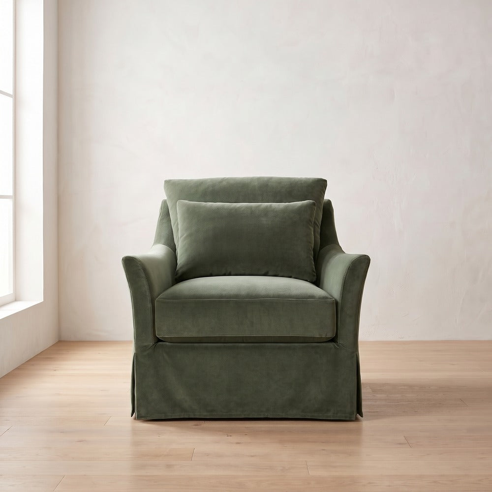 Moreau Slipcover Chair in Sage Velvet