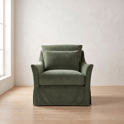 Moreau Slipcover Chair in Sage Velvet