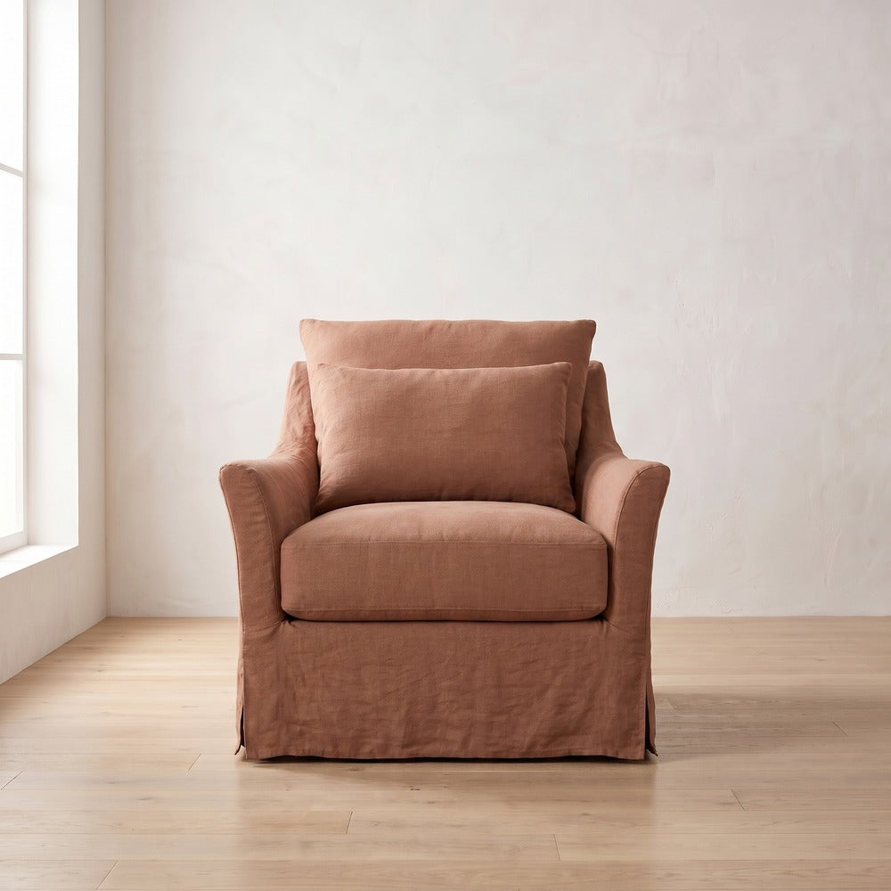 Moreau Slipcover Chair in Terracotta Linen