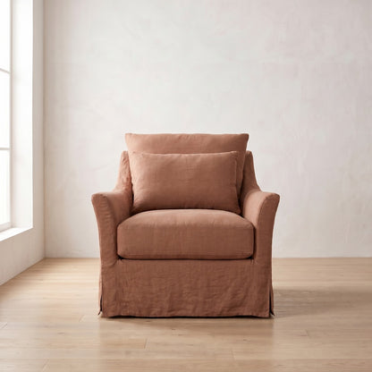 Moreau Slipcover Chair in Terracotta Linen