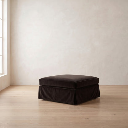 Moreau Slipcover Ottoman in Bark Velvet