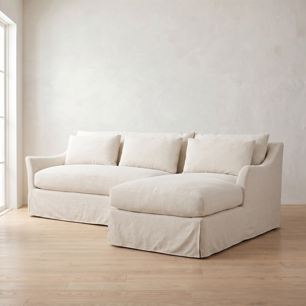 Moreau Slipcover Sectional (chaise shown), styled at home