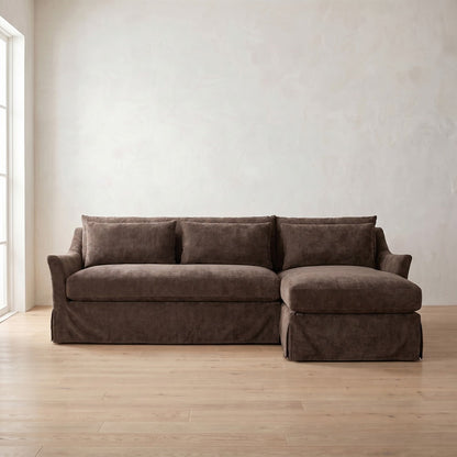 Moreau Slipcover Sectional (chaise shown) in Bark Chenille