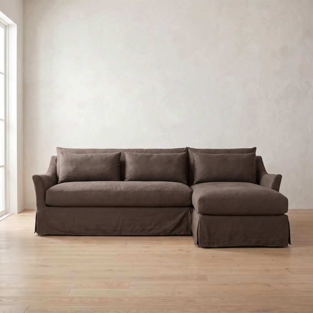 Moreau Slipcover Sectional (chaise shown) in Bark Linen