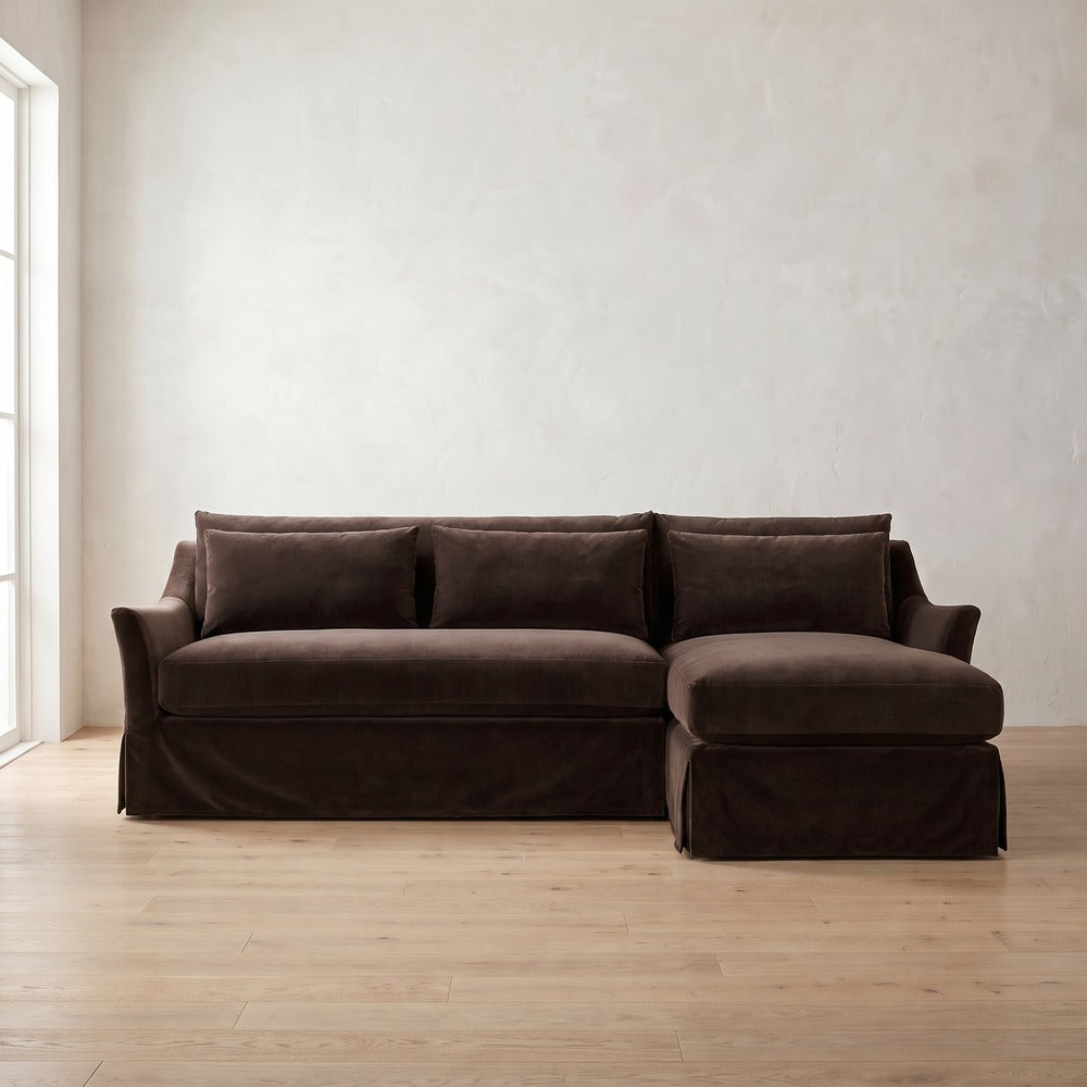 Moreau Slipcover Sectional (chaise shown) in Bark Velvet