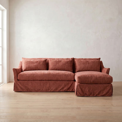 Moreau Slipcover Sectional (chaise shown) in Brick Chenille