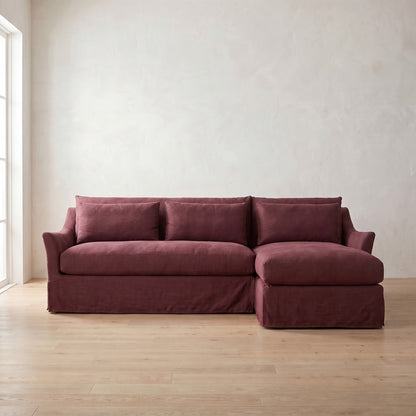 Moreau Slipcover Sectional (chaise shown) in Burgundy Linen
