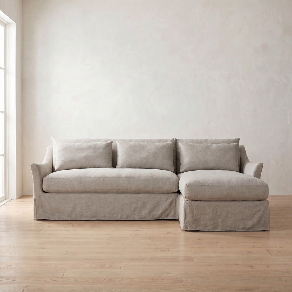 Moreau Slipcover Sectional (chaise shown) in Natural Linen