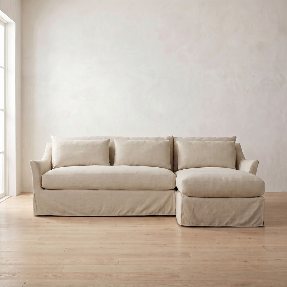 Moreau Slipcover Sectional (chaise shown) in Natural Performance Linen