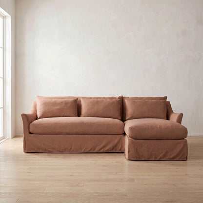 Moreau Slipcover Sectional (chaise shown) in Terracotta Linen