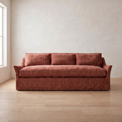 Moreau Slipcover Sleeper Sofa in Brick Chenille