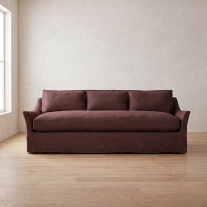 Moreau Slipcover Sleeper Sofa in Burgundy Linen