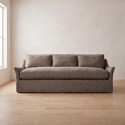Moreau Slipcover Sleeper Sofa in Charcoal Brown Performance Chenille