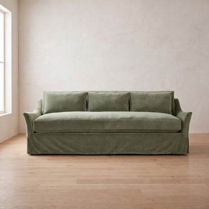 Moreau Slipcover Sleeper Sofa in Sage Velvet