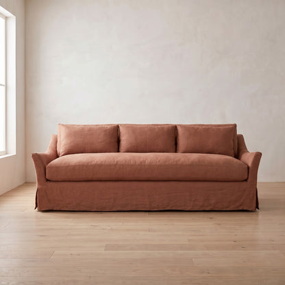 Moreau Slipcover Sleeper Sofa in Terracotta Linen