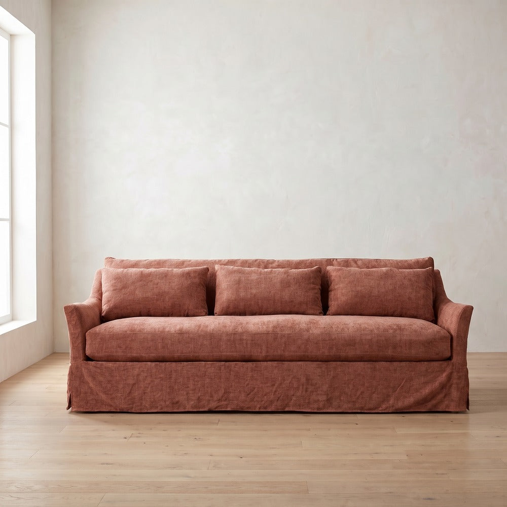 Moreau Slipcover Sofa in Brick Chenille